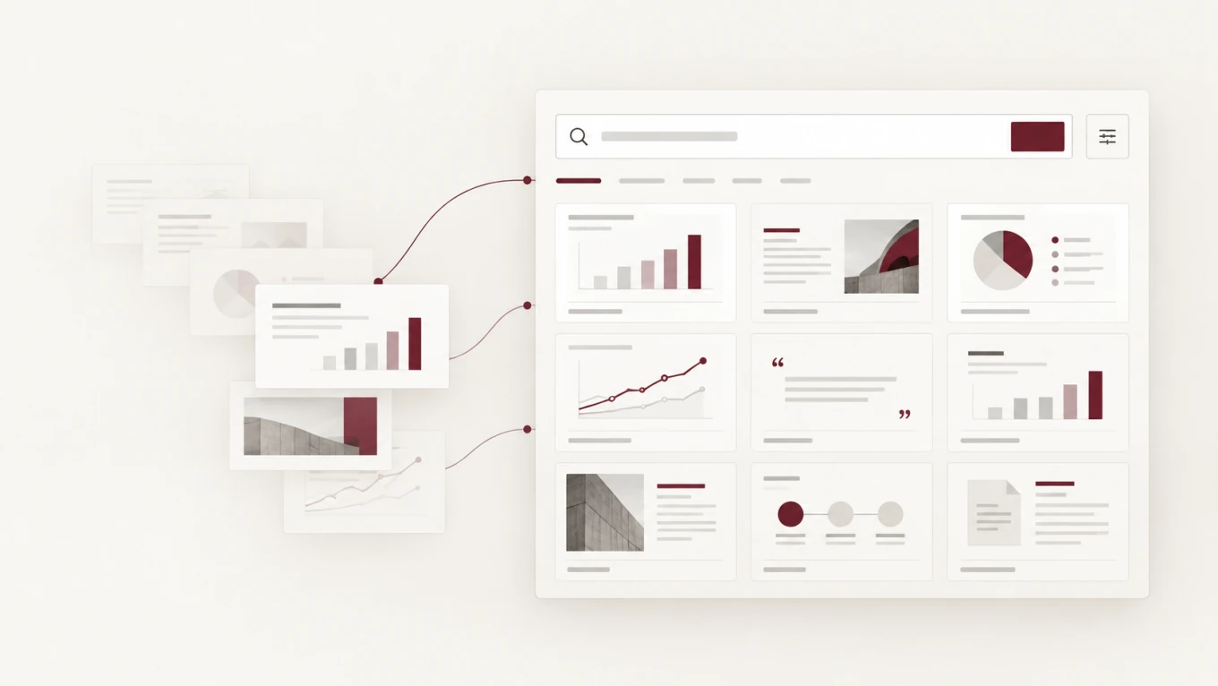 Slidesearch knowledge search interface with slide and document results